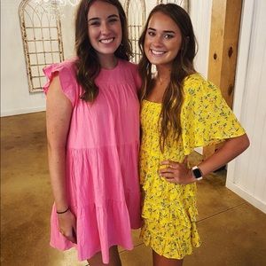 Yellow Floral Summer Mini Sundress